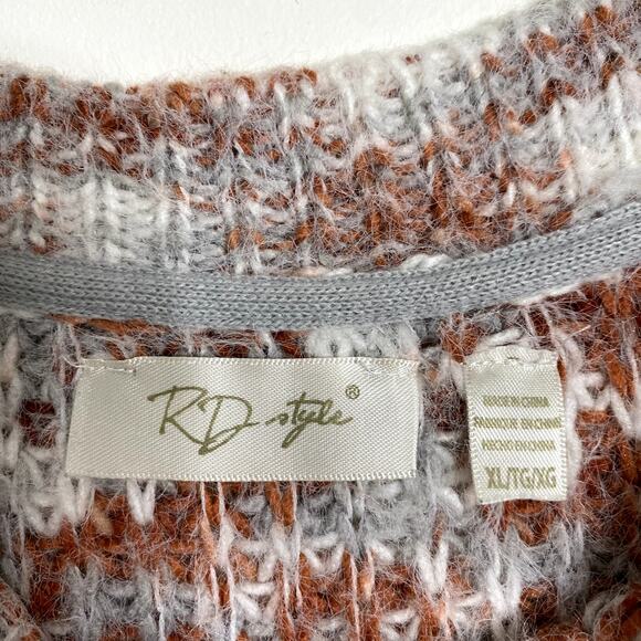 RD Style Eyelash Fringe Chunky Knit Marled Sweater Size XL - Picture 3 of 6